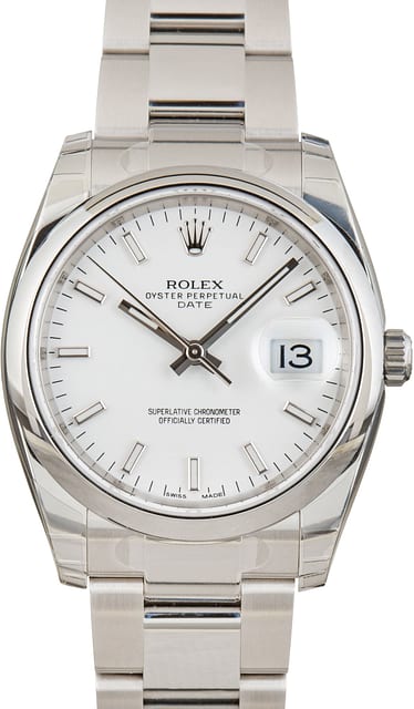 Rolex Date Ref 115200 White Dial