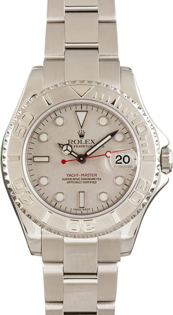 Pre-Owned Rolex Yacht-Master 35 Platinum Bezel & Dial ref 168622
