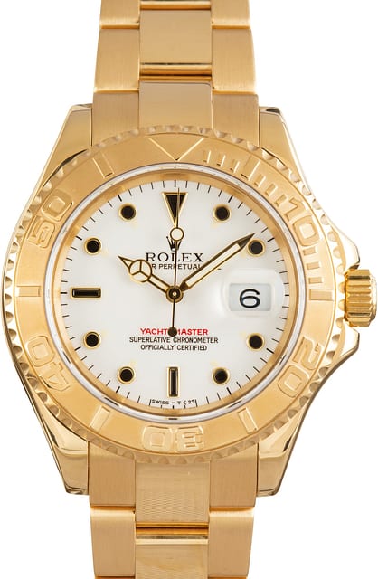 Used Rolex Yacht-Master 40 White Dial 16628 18k Yellow Gold