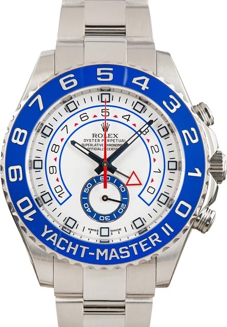Used White Dial Rolex Yacht-Master II Ref 116680 Blue Bezel