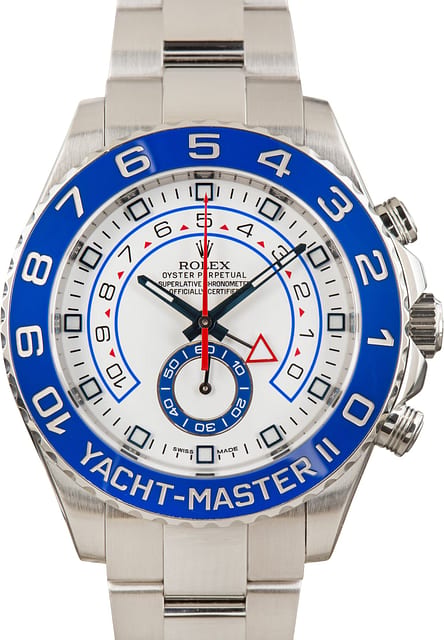 Pre-Owned Rolex Yacht-Master II White Dial 116680 Blue Hands