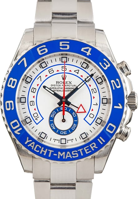 Pre-owned Rolex Yacht-Master II ref 116680 White Dial