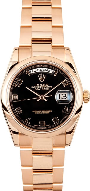 Rose Gold Day Date 118205 Black Dial
