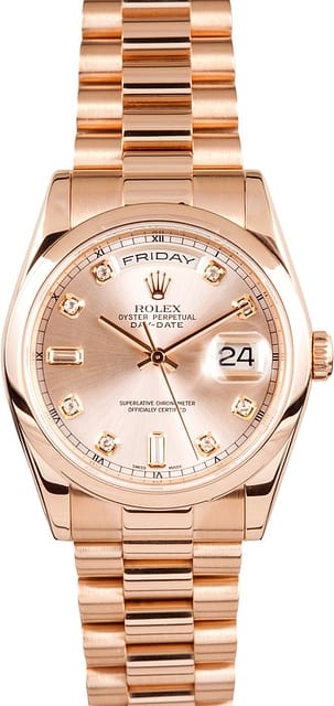 Used Mens Rolex President 18k Rose 118205