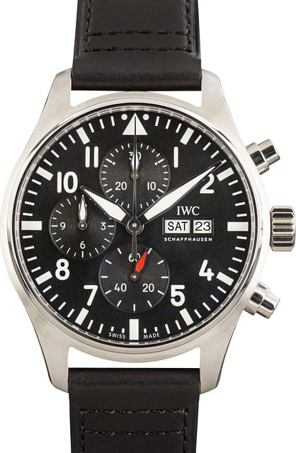 Pre-Owned IWC Pilot's Watch Chronograph IW378001 Black Dial