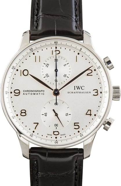 Pre-Owned IWC Portugieser Chronograph IW371401 Silver Arabic Dial