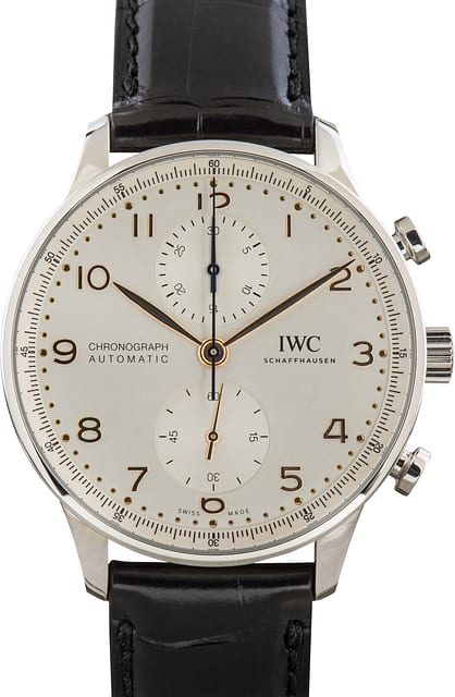 Pre-Owned IWC Portugieser Chronograph IW371604 Silver Arabic Dial