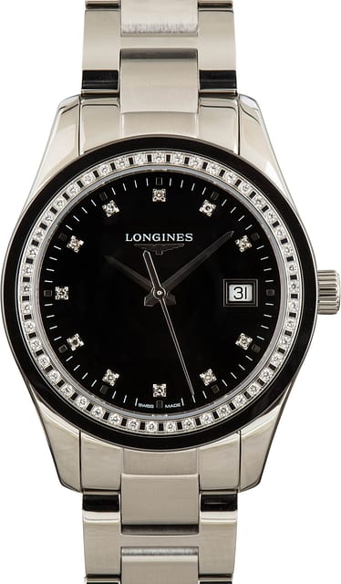 Ladies Longines Conquest Classic Black Diamond Dial