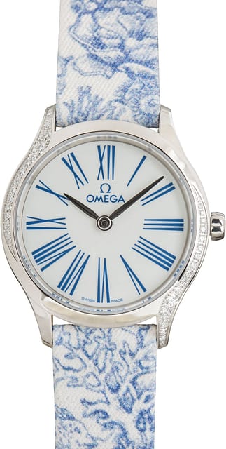 Omega De Ville Mini Tresor Steel on Blue Toile de Jouy