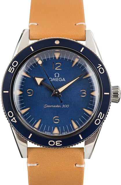 Omega Seamaster 300 Steel on Leather Blue Dial