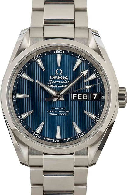 Omega Seamaster Aqua Terra Blue Annual Calendar Dial