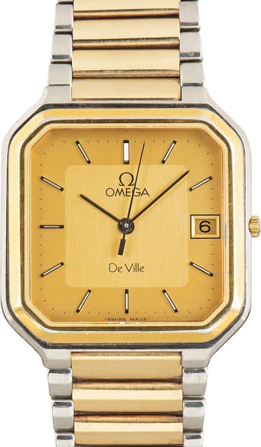 Pre-Owned Omega De Ville Two Tone Square Case