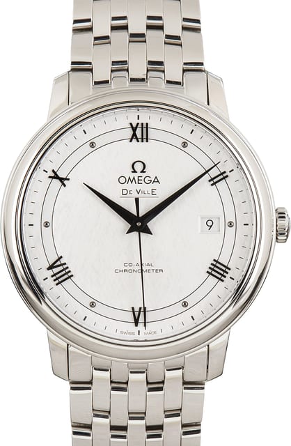 Pre-Owned Omega De Ville Prestige Silver Patterned Dial