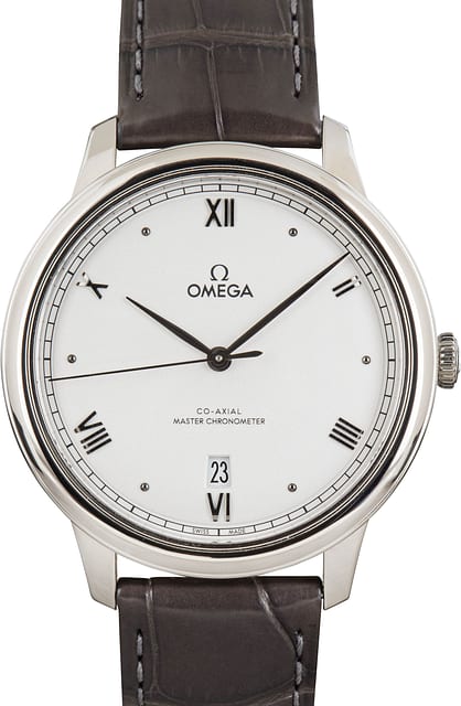 Pre-owned Omega De Ville Prestige Silver Roman Dial