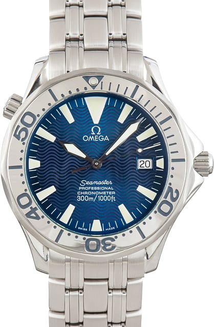 Pre-owned Omega Seamaster 2055.80.00 Blue Wave Dial