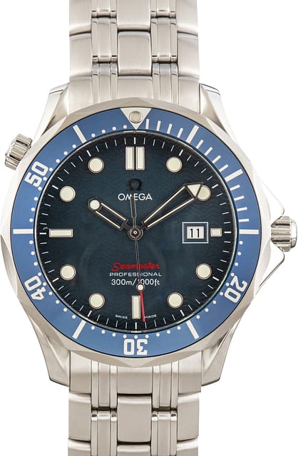 Pre-Owned Blue Wave Dial Omega Seamaster Quartz