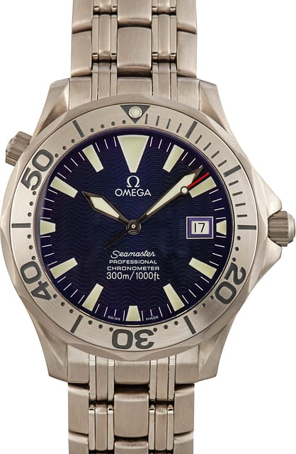 Pre-owned Omega Seamaster Titanium Blue Dial