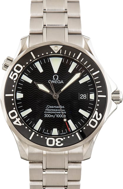 Pre-Owned Black Wave Dial Omega Seamaster