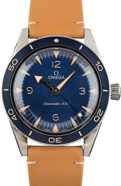 Omega Seamaster 300 Steel on Leather Blue Dial