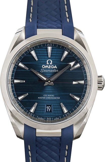 Omega Seamaster Steel Aqua Terra Blue Rubber Strap