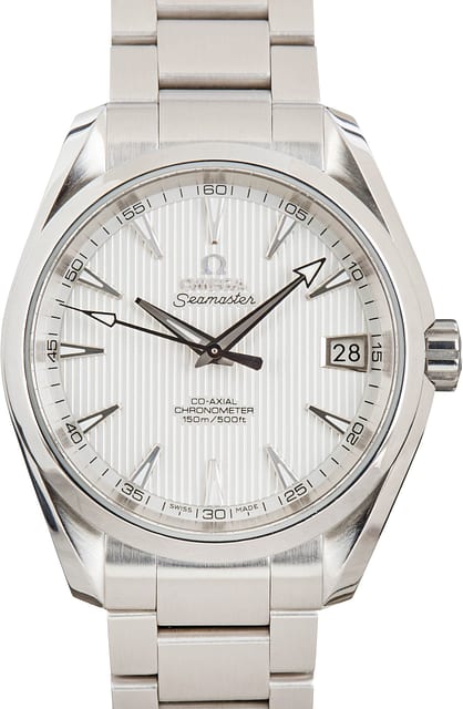 Pre-owned Omega Seamaster Aqua Terra White Teak Dial