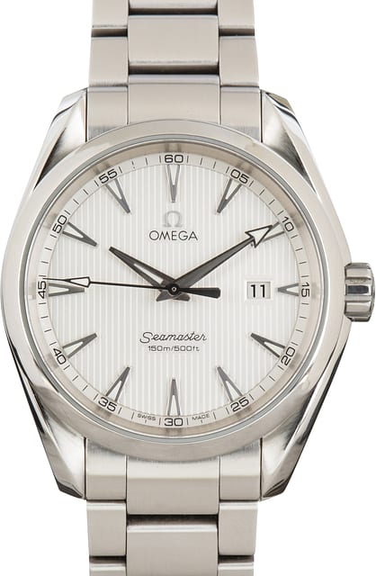 Pre-Owned Steel Omega Seamaster Aqua Terra Silver Teak Dial