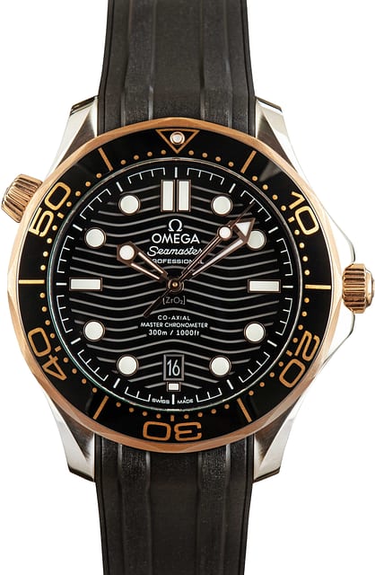 Omega Seamaster Diver 300M Steel & Gold on Rubber Band