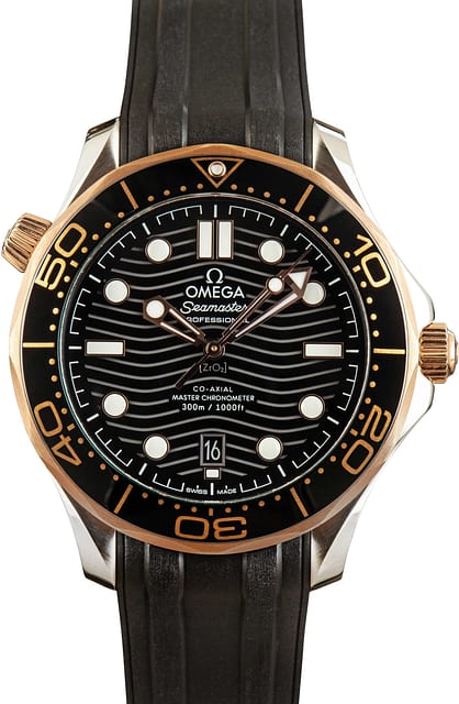 Used Omega Seamaster Diver 300M Steel & Gold on Rubber Strap