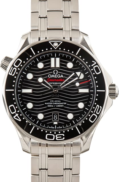 Pre-Owned Black Dial Omega Seamaster Diver 300M Stainless Steel