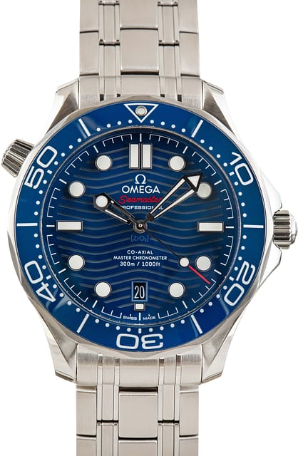 Used Steel Omega Seamaster Diver 300M Blue Wave Dial