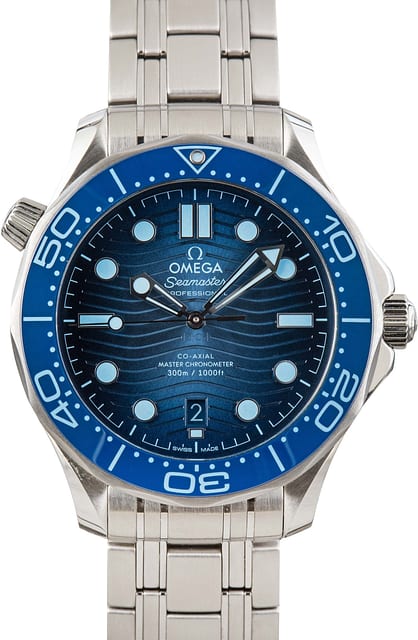 Pre-owned Omega Seamaster Diver Blue Wave Dial