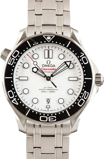 Used Steel Omega White Dial Seamaster Diver 300M