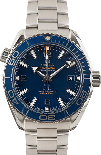 Used Omega Seamaster Planet Ocean Blue Dial Timing Bezel