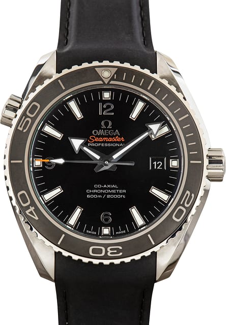 Pre-Owned Steel Omega Seamaster Black Dial Planet Ocean 600M