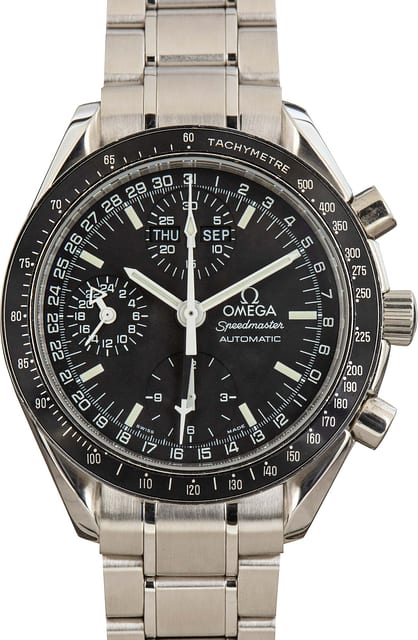 Pre-owned Omega Speedmaster Date / Day-Date Black Dial Stainless Steel