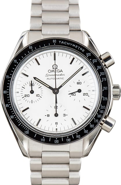 Pre-owned Omega Speedmaster Reduced Albino White Dial