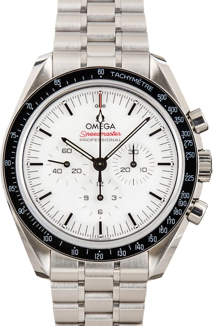Pre-owned Omega Speedmaster Moonwatch White Index Dial