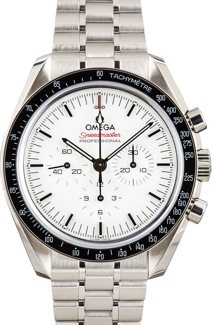 Pre-owned Omega Speedmaster Moonwatch White Dial