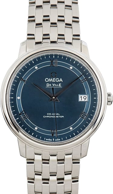 Pre-Owned Omega De Ville Prestige Blue Roman Dial