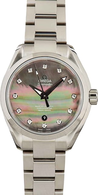 Pre-Owned Omega Seamaster Aqua Terra Tahiti Mother of Pearl Diamond Dial
