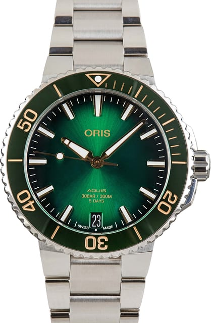 Oris Aquis Date Green Dial Calibre 400 Stainless Steel