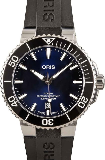 Oris Aquis Date Blue Dial & Black Rubber Strap