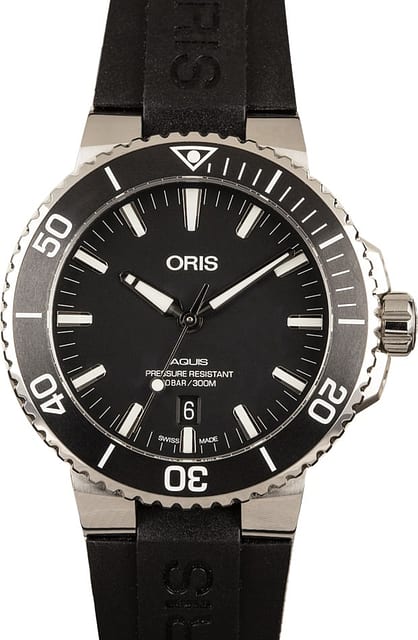 Oris Aquis Date Rubber Strap Black Dial