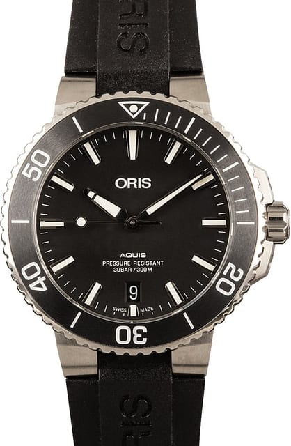 Mens Oris Aquis Date Rubber Strap