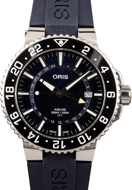 Oris Aquis Date GMT Blue Dial & Rubber Strap