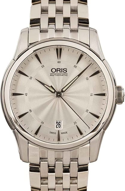 Oris Artelier Date Silver Guilloche Dial