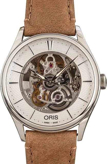 Oris Artelier Skeleton Steel on Light Brown Leather Strap