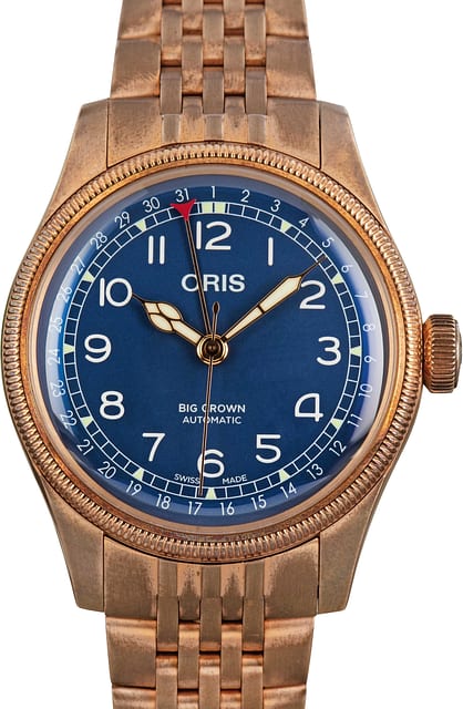 Oris Big Crown Blue Dial Pointer Date Bronze