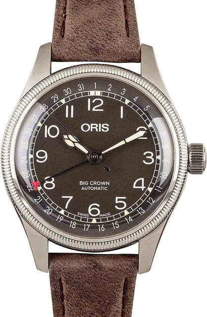 Ladies Oris Big Crown Pointer Date Black Dial
