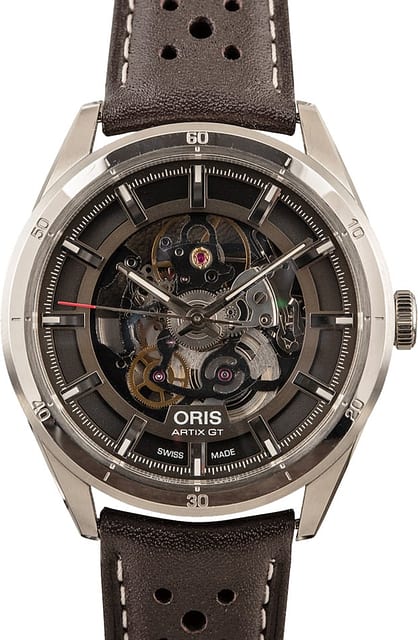 Oris Artix GT Skeleton Leather Strap Stainless Steel